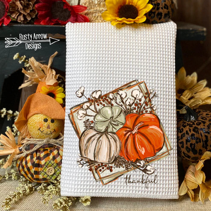 Hand Towel Fall Pumpkins Thankful