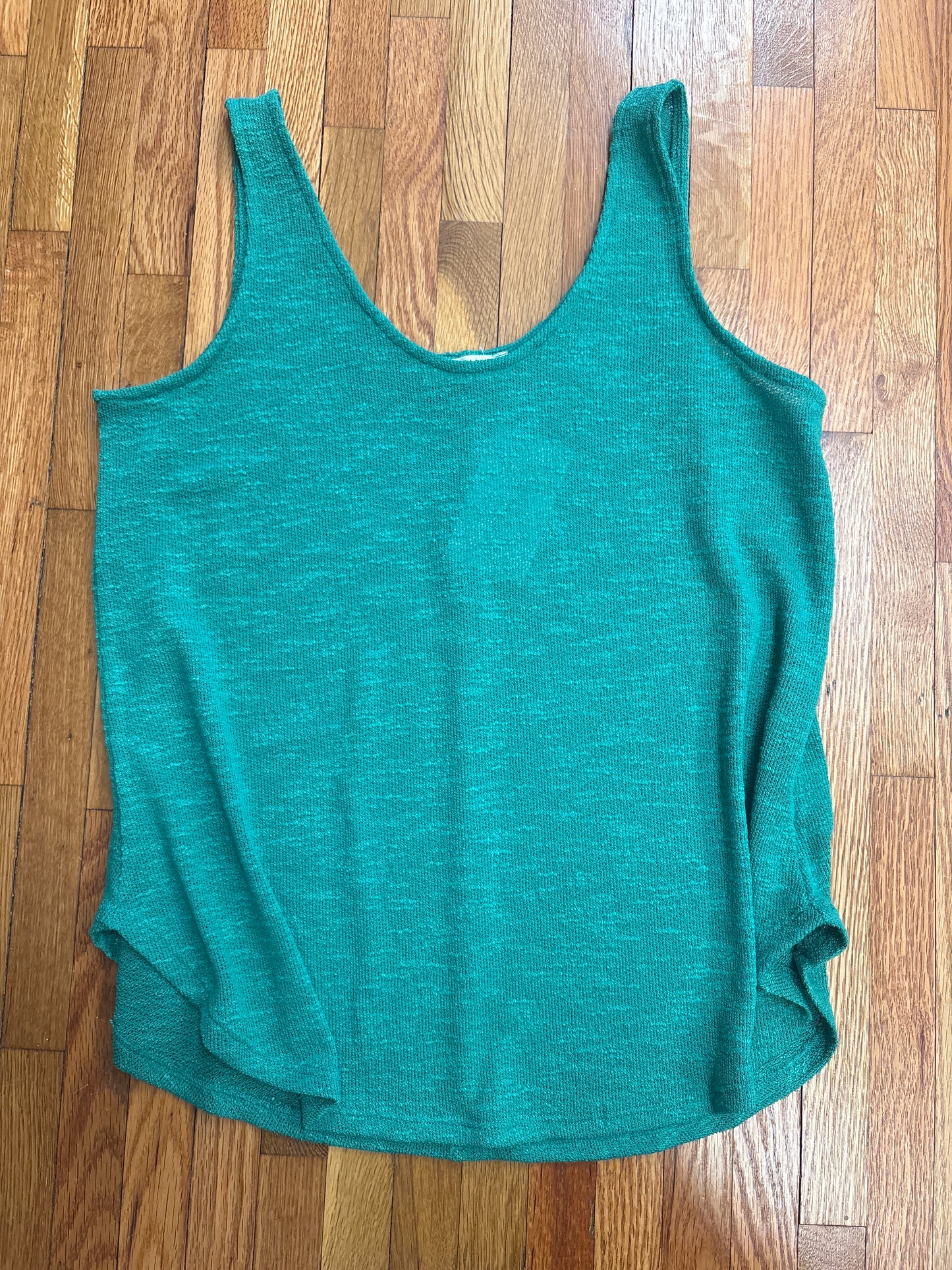 Double Scoop Slub Hacci Neck Tank Top - Kelly Green