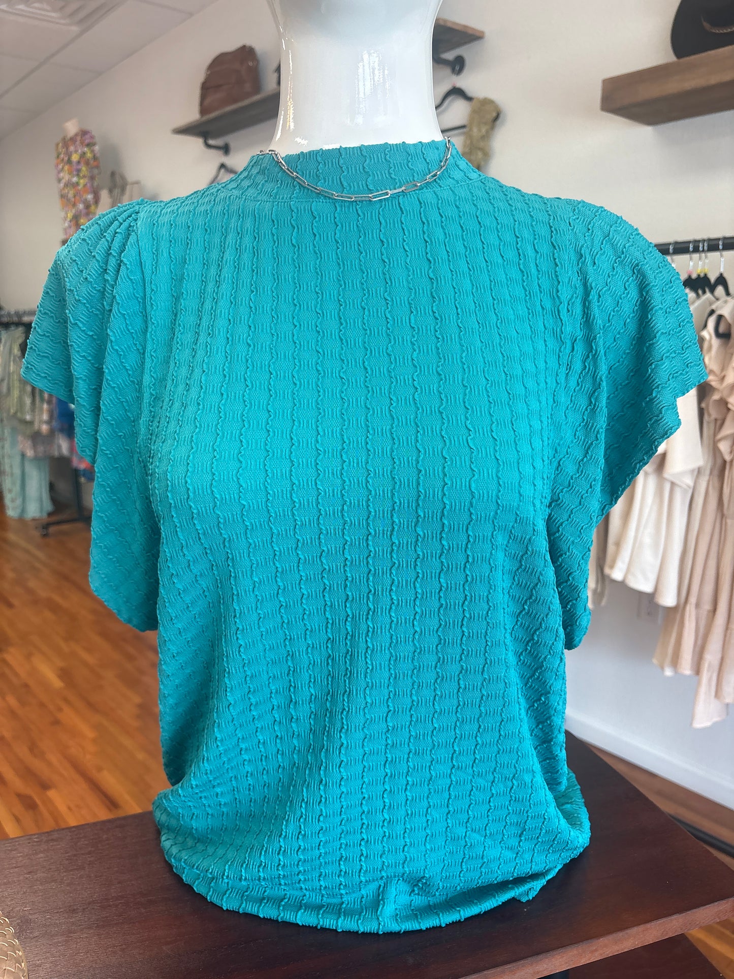 V Neck Ruffle Sleeve Shirt