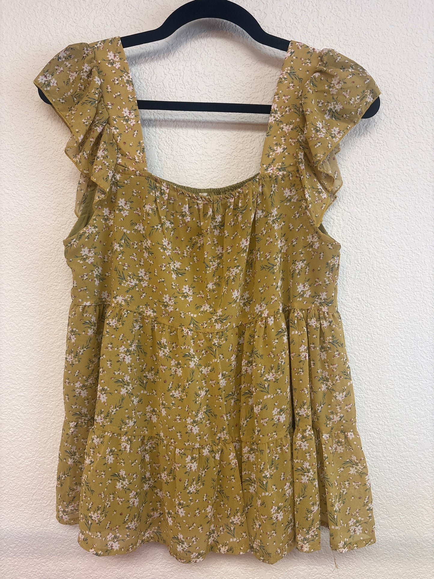 Temperament Floral Square Neck Top