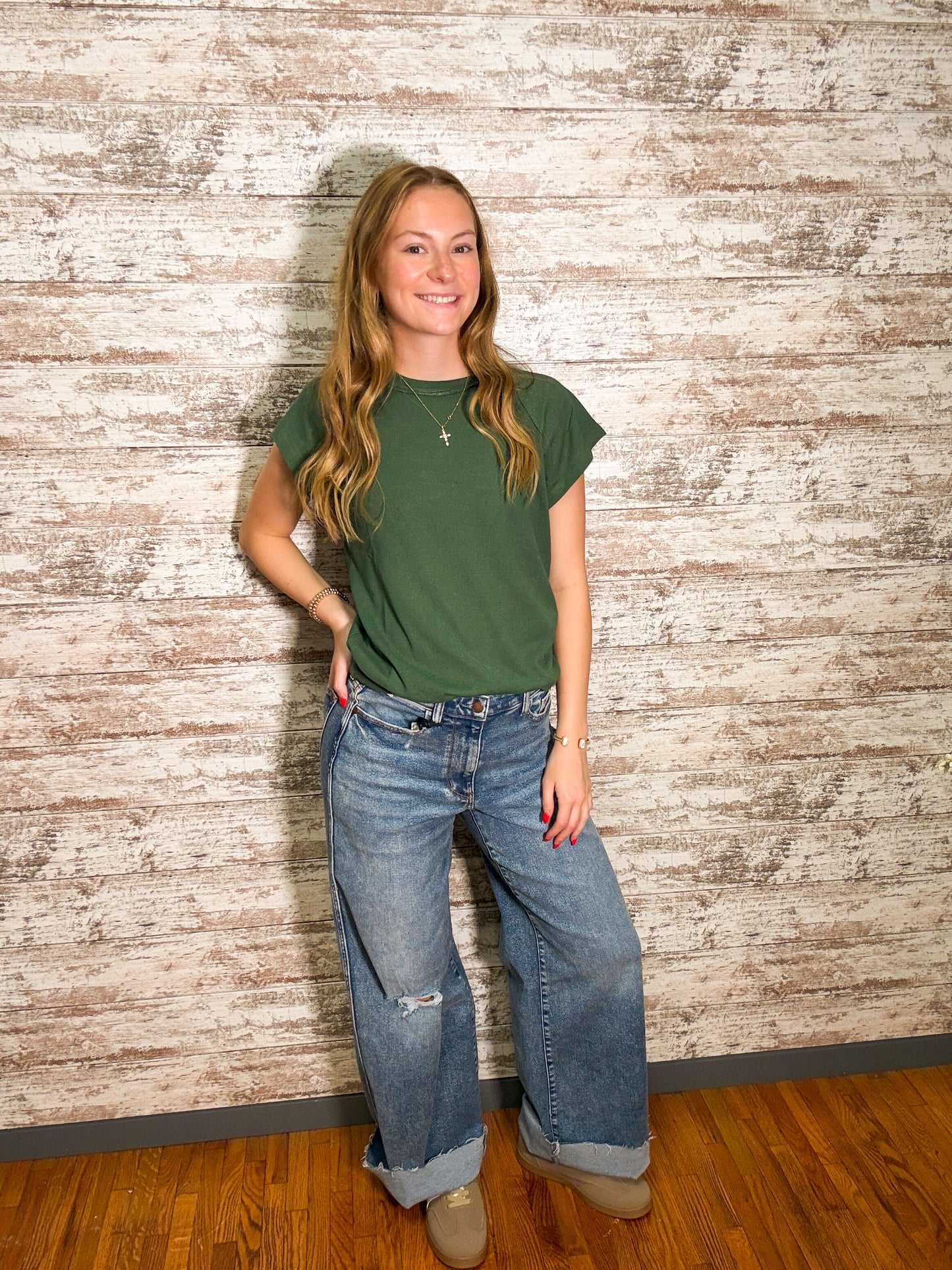 Judy Blue Vintage Wash Destroyed Wide Leg Jean