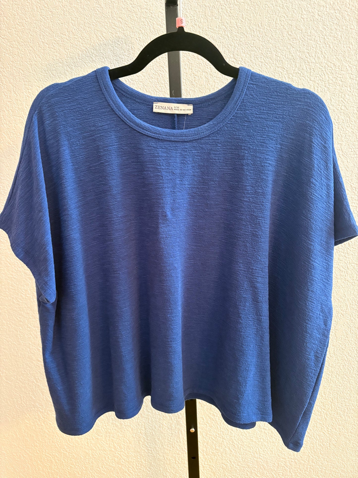 Zenana Effortless Cotton Slub Oversize Tee - Light Navy