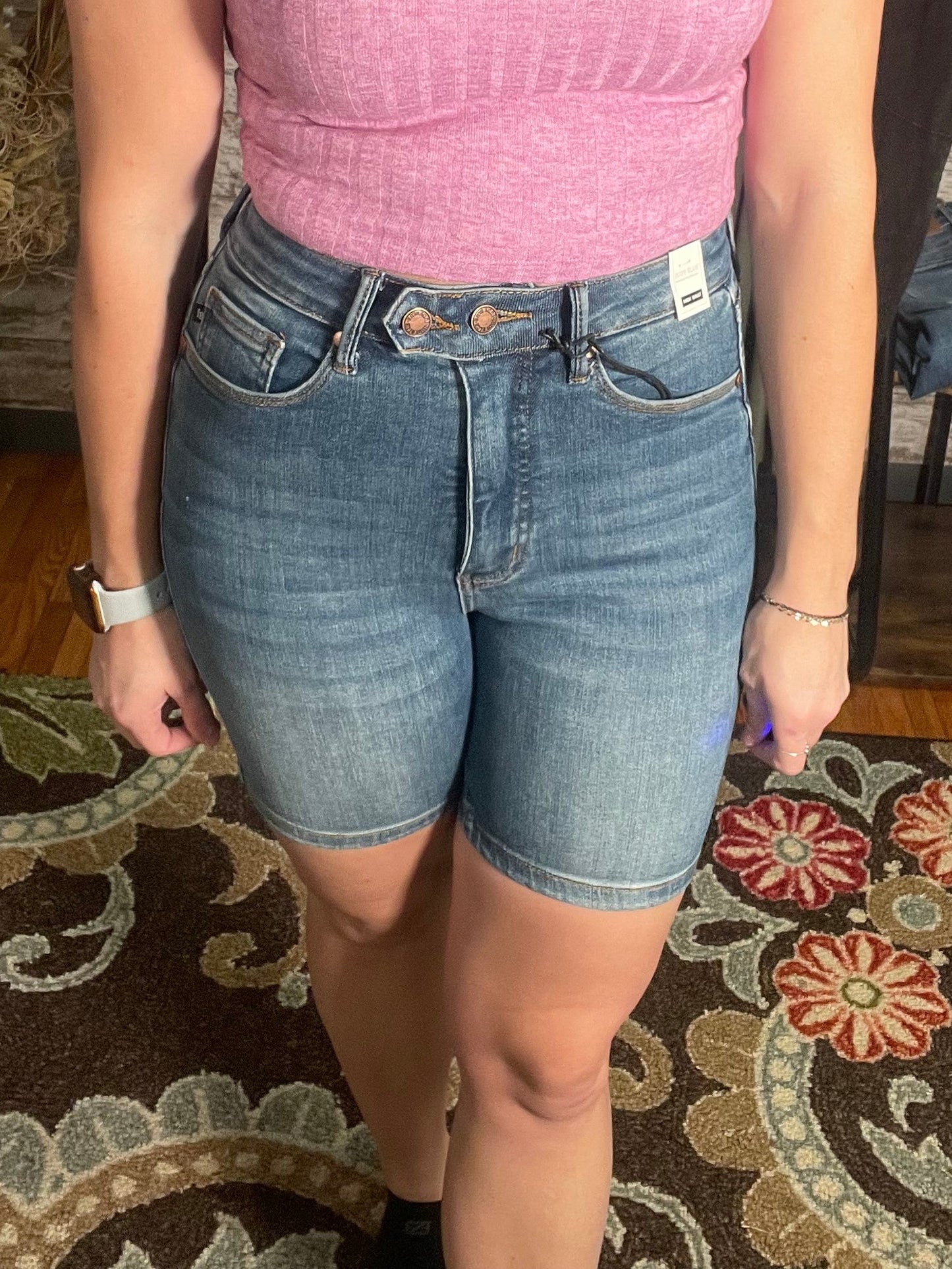 Judy Blue Tummy Control Double Button Bermuda Shorts