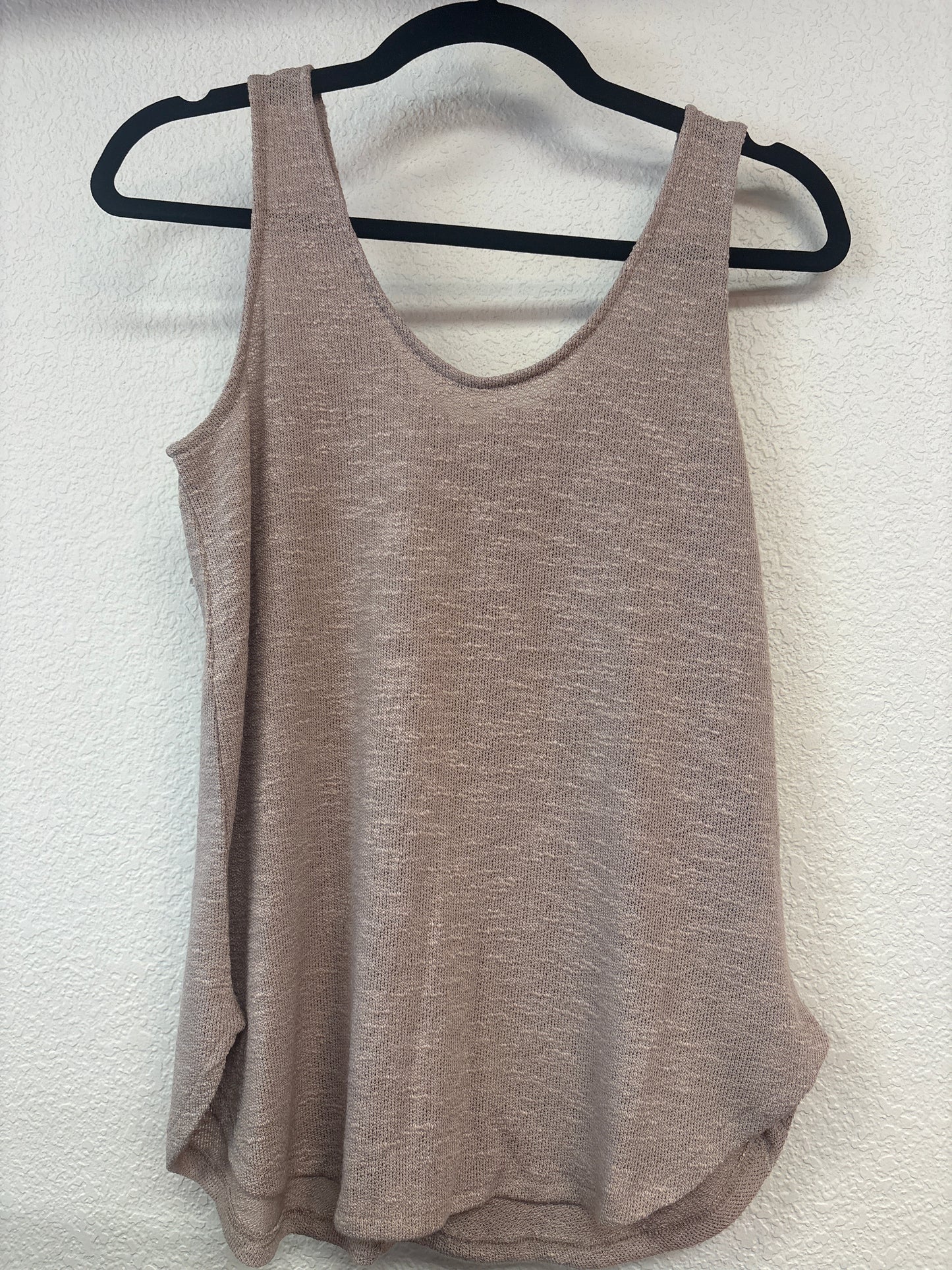 Double Scoop Slub Hacci Neck Tank Top - Light Mocha
