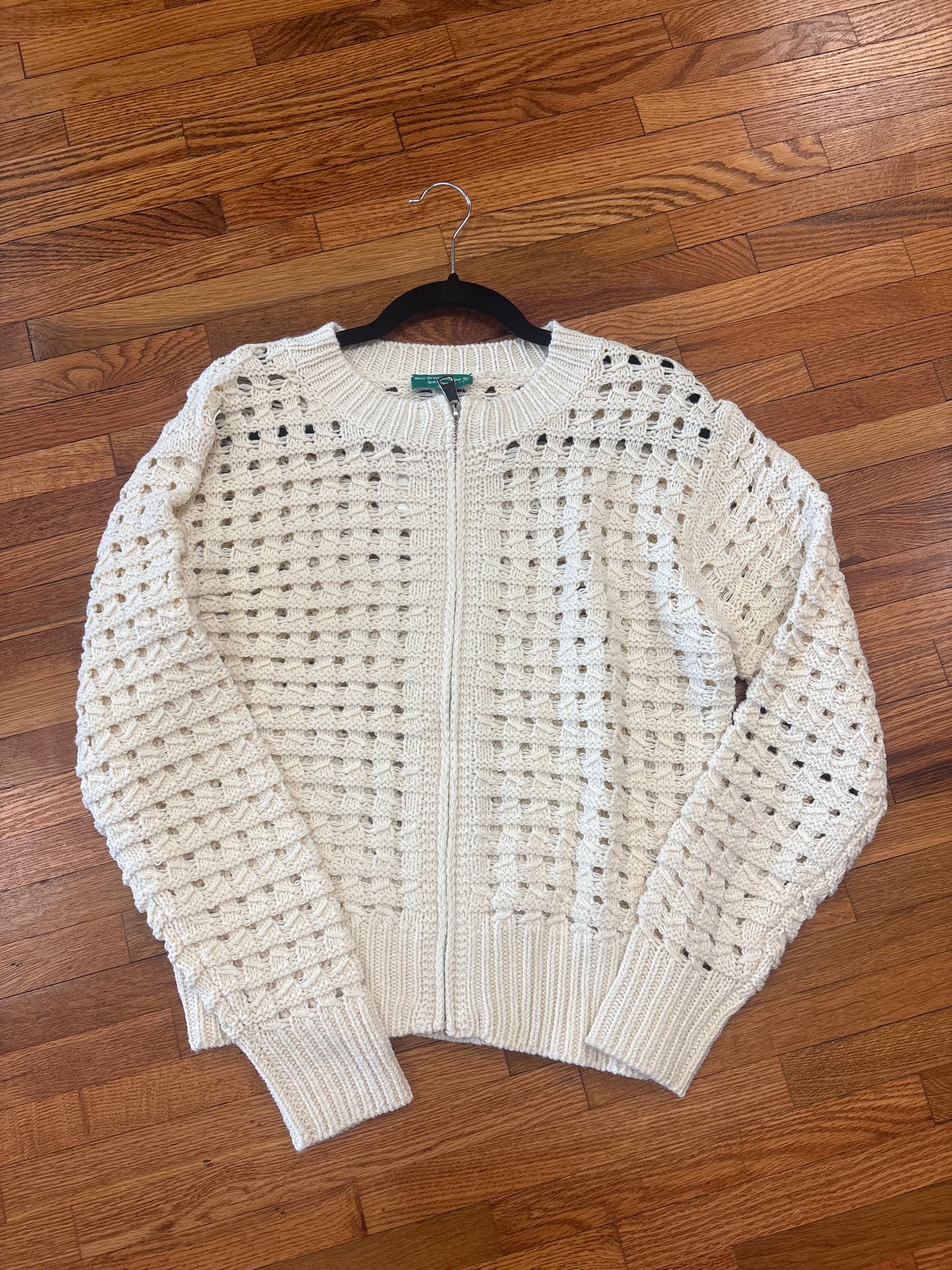 Hollowed Knit Zip Up Sweater Cardigan
