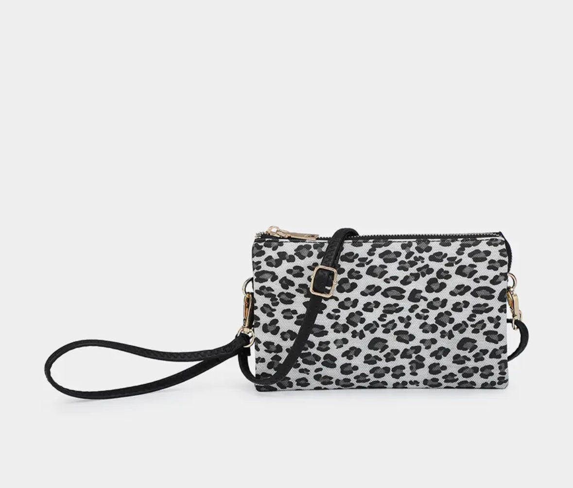 Riley Gray Leopard Crossbody & Wristlet