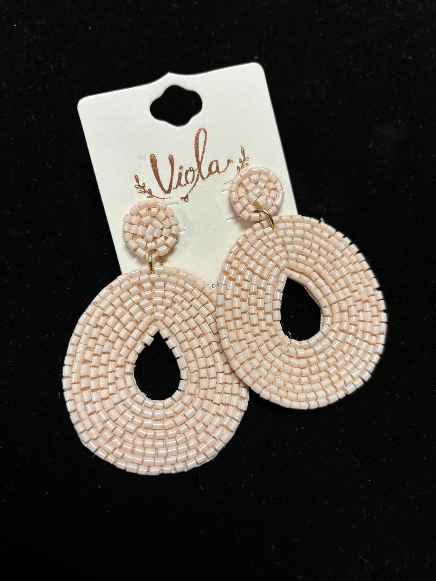 Light Pink Beaded Earrings