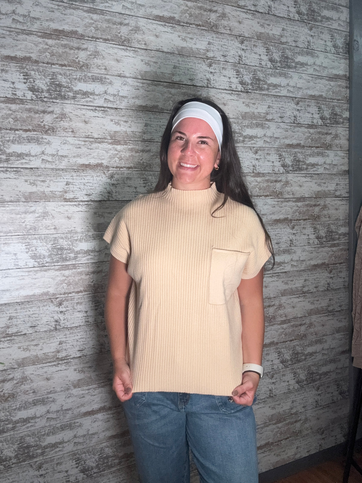 Patch Pocket Ribbed Knit Sweater