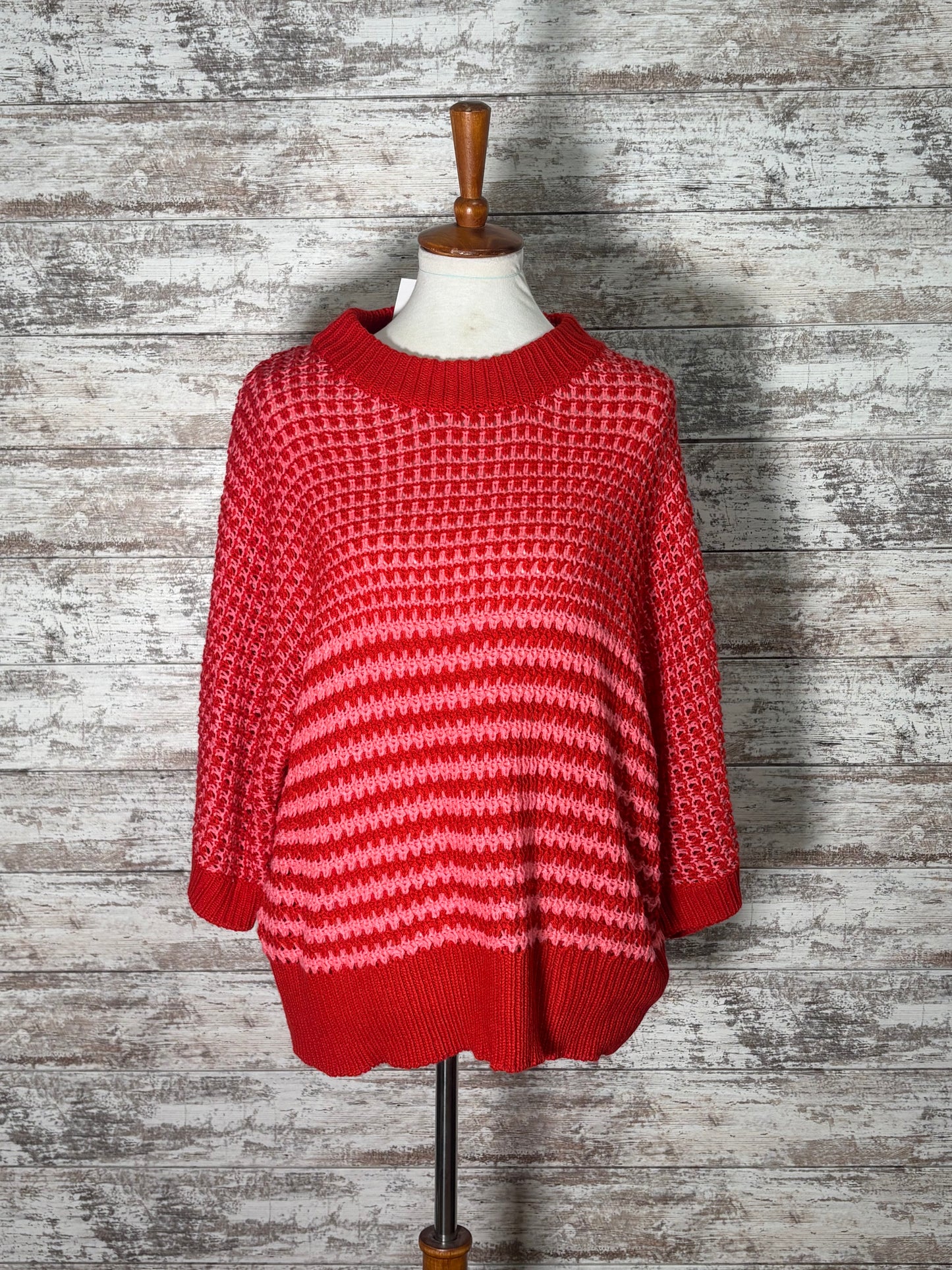 Color Block 3/4 Draped Sleeve Sweater