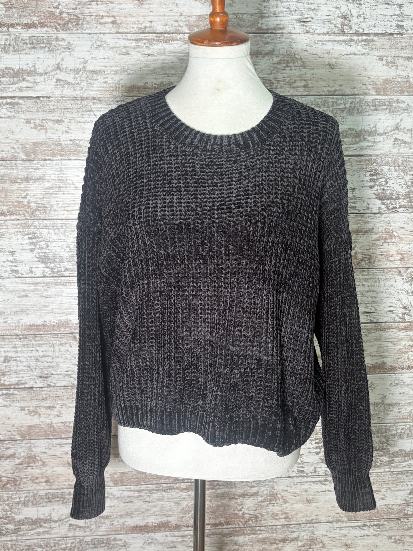 Chenille Round Neck Crop Sweater