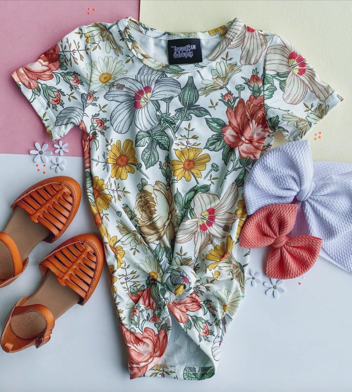 Girls Boho Floral TShirt Dress