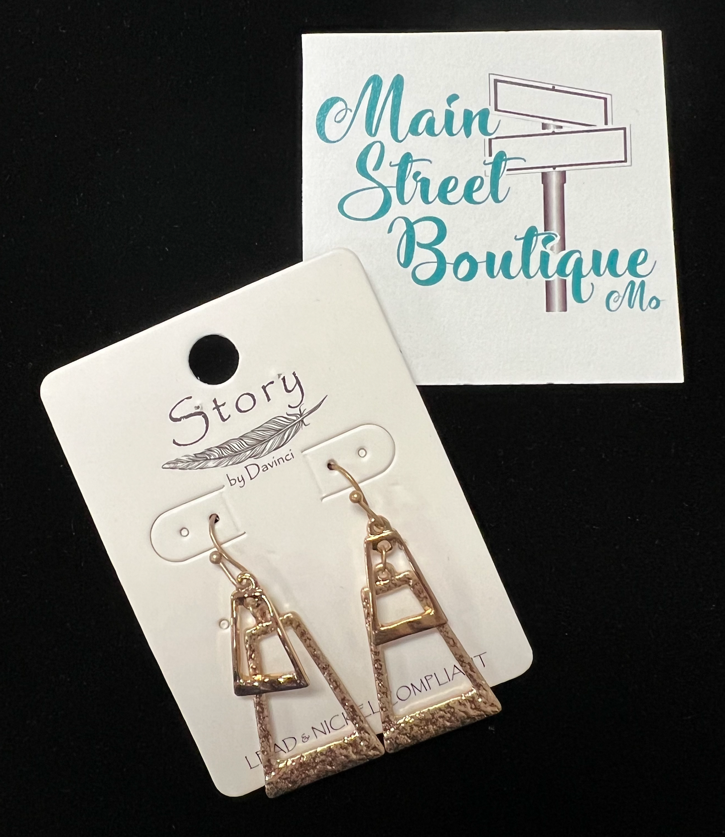 Hammered Gold Triangle Dangle Earrings