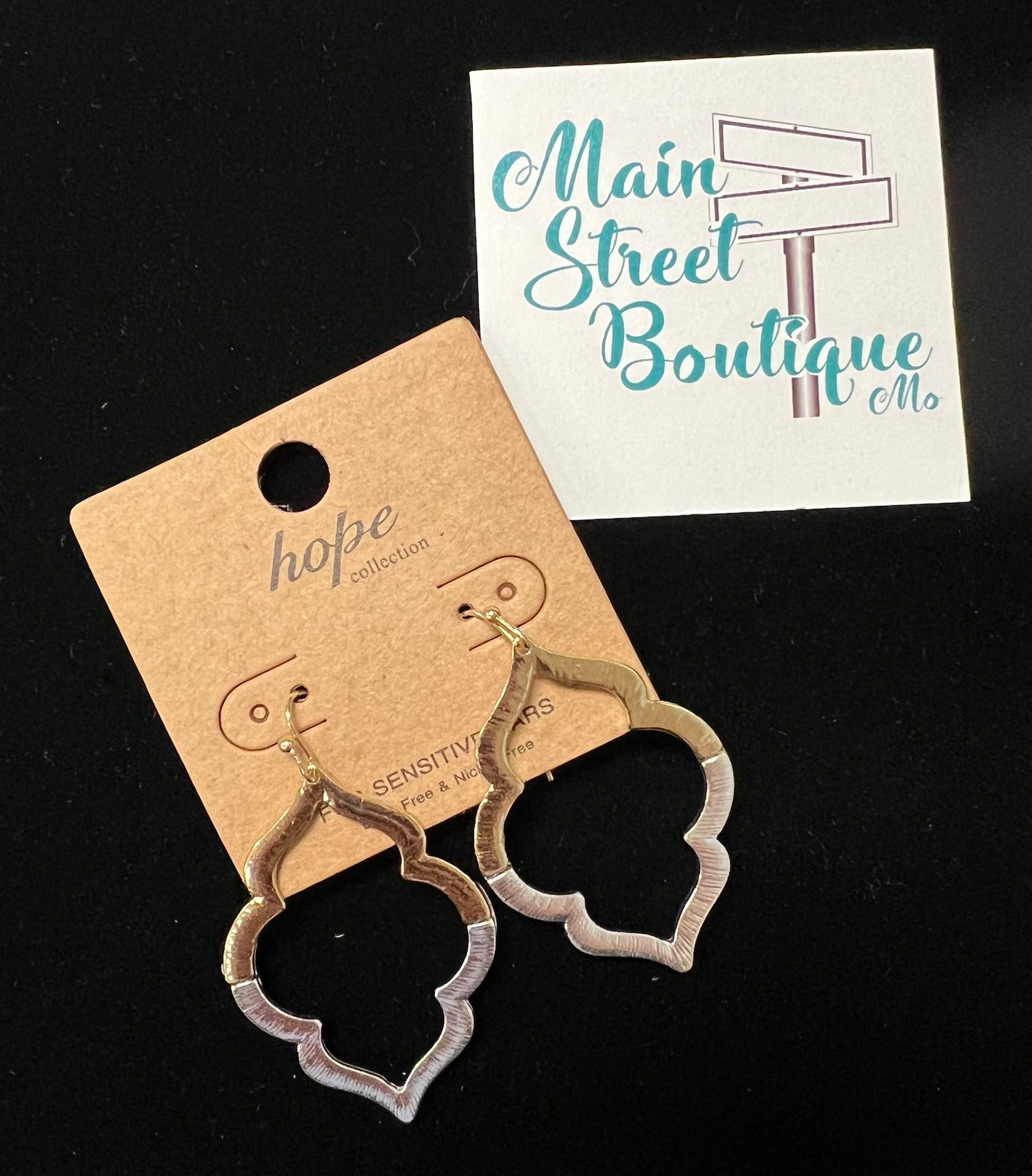 Two-Tone Pointed Quatrefoil Earrings