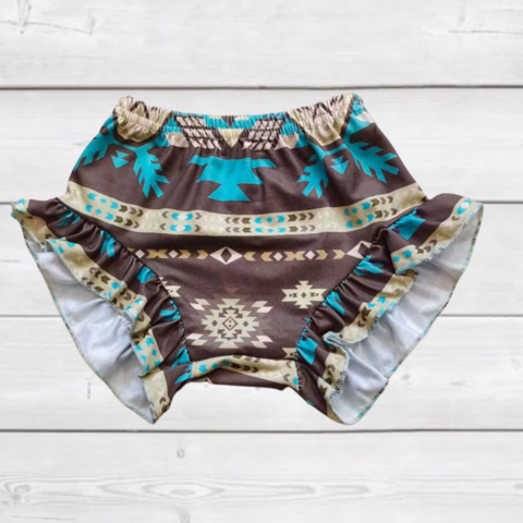 Girls Turquoise Aztec Bummies