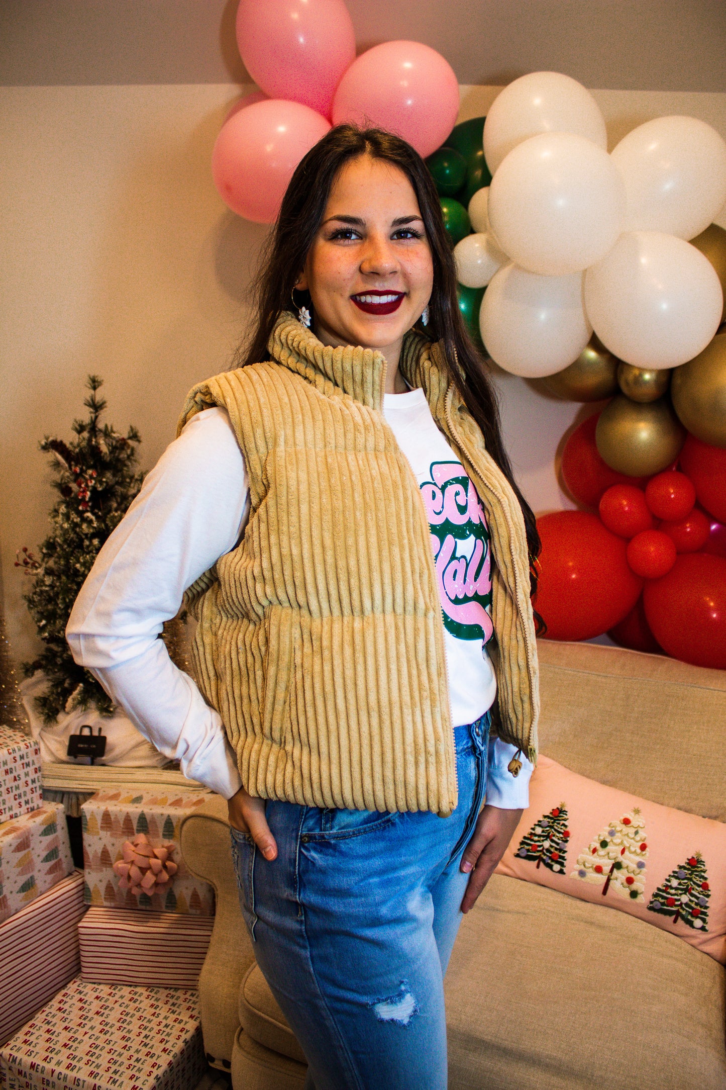 amelia tan puffer vest