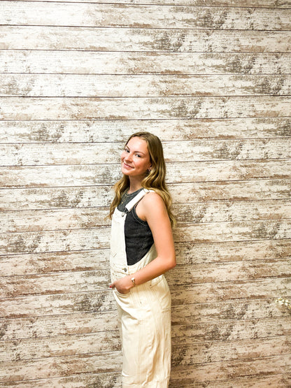 Milk Denim Overall Barrel-leg Jumpsuit