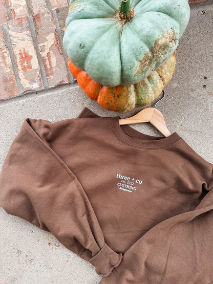 mocha three + co loungewear sweatshirt