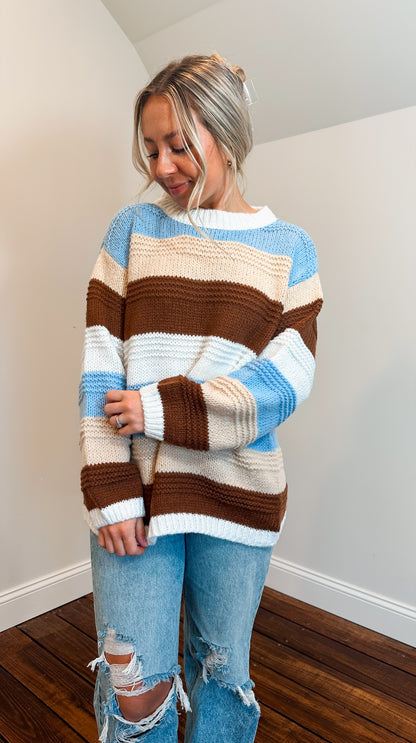 fall striped oversized sweater