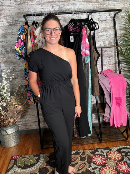 One Shoulder High Waist Jumpsuit