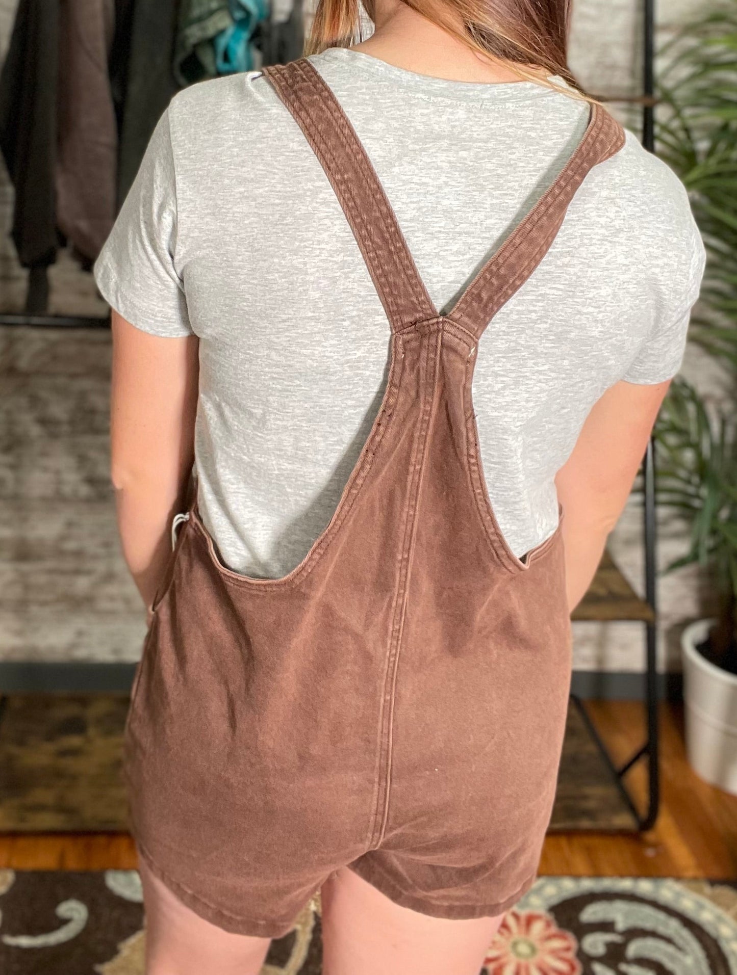 Washed Knot Strap Romper