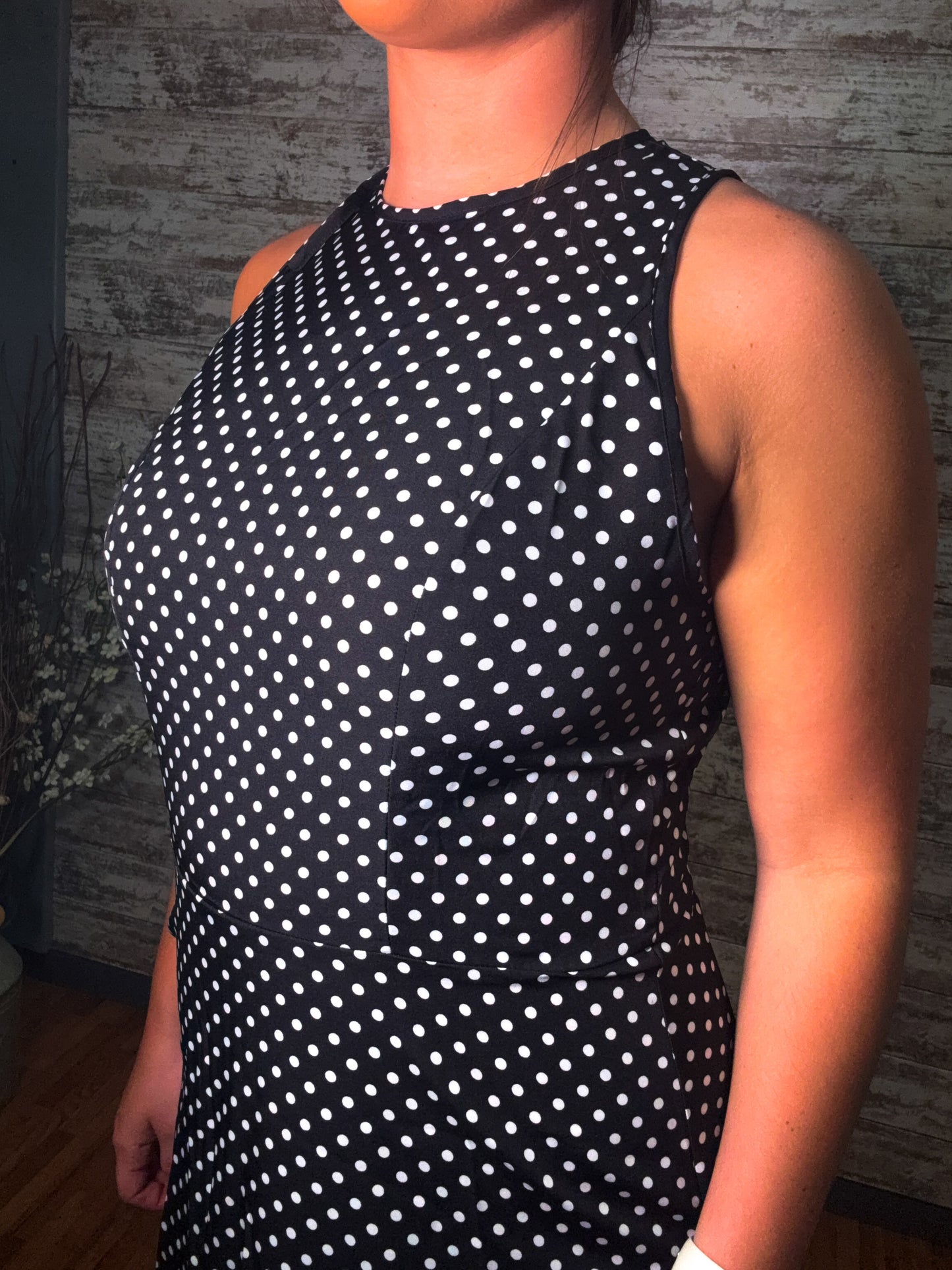 Polka Dot Open Back Tie Sleeveless Maxi Dress