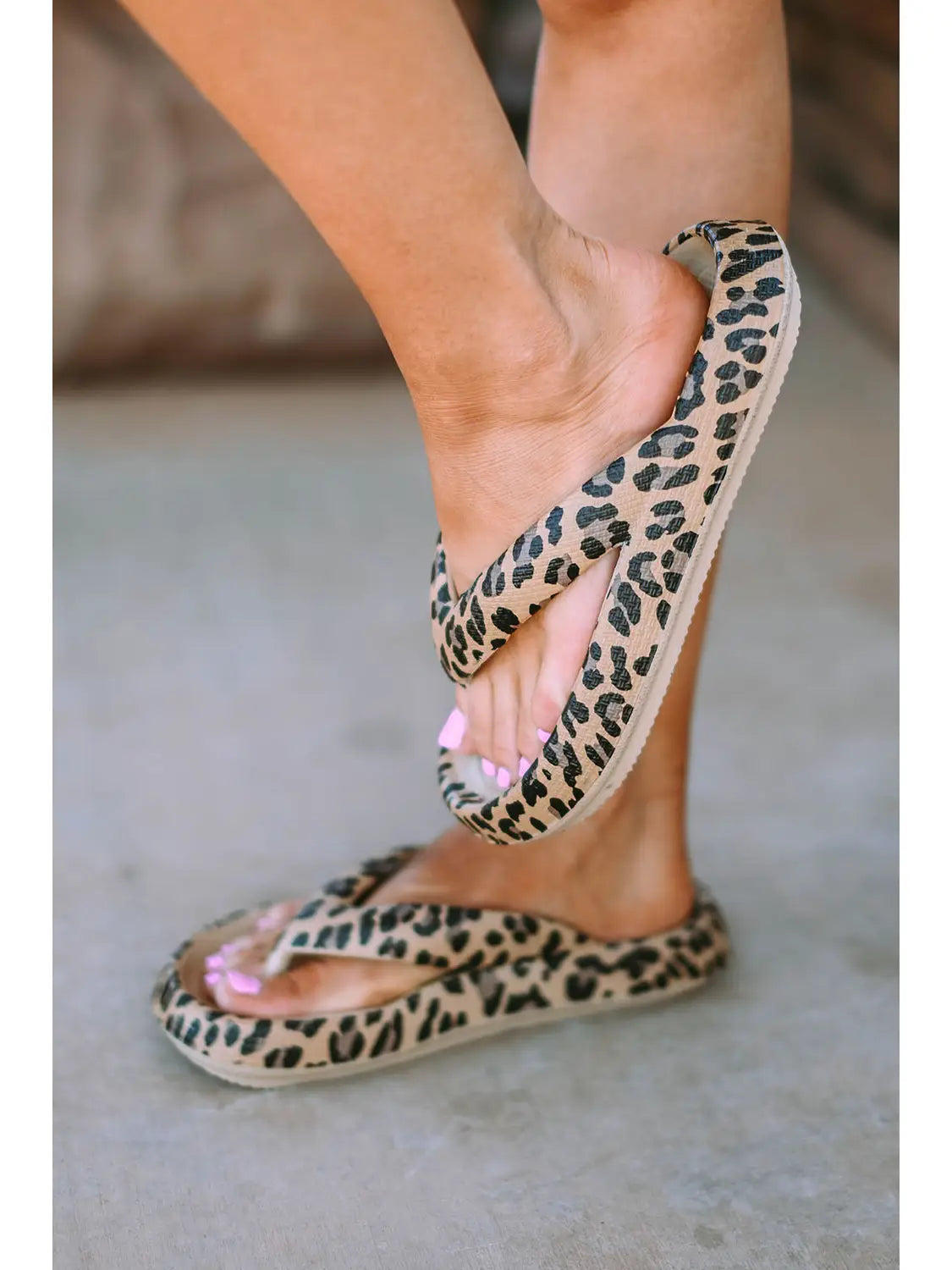 Leopard Print Thick Sole Flip Flops