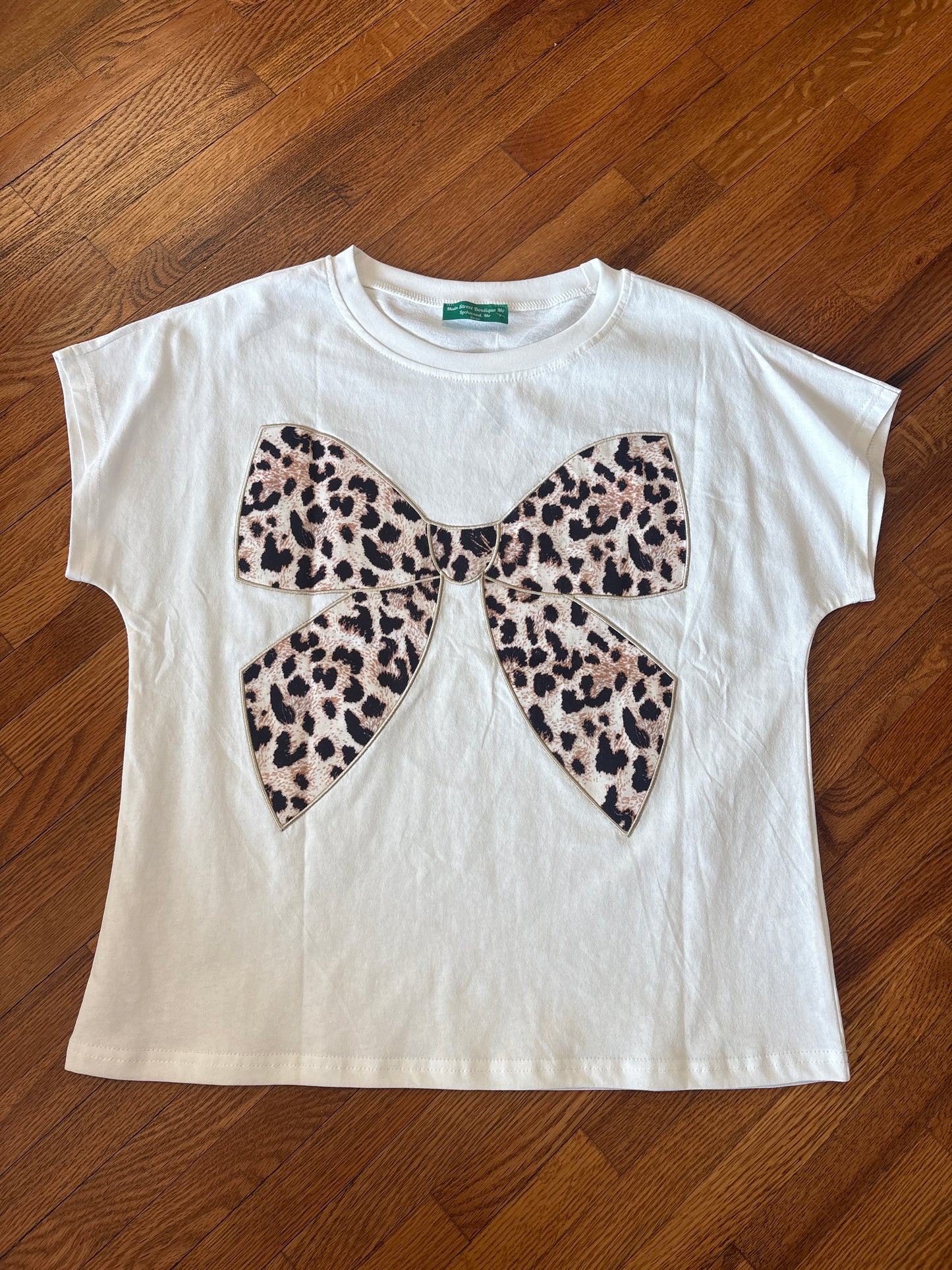 Leopard Bow Short Sleeve T Shirt