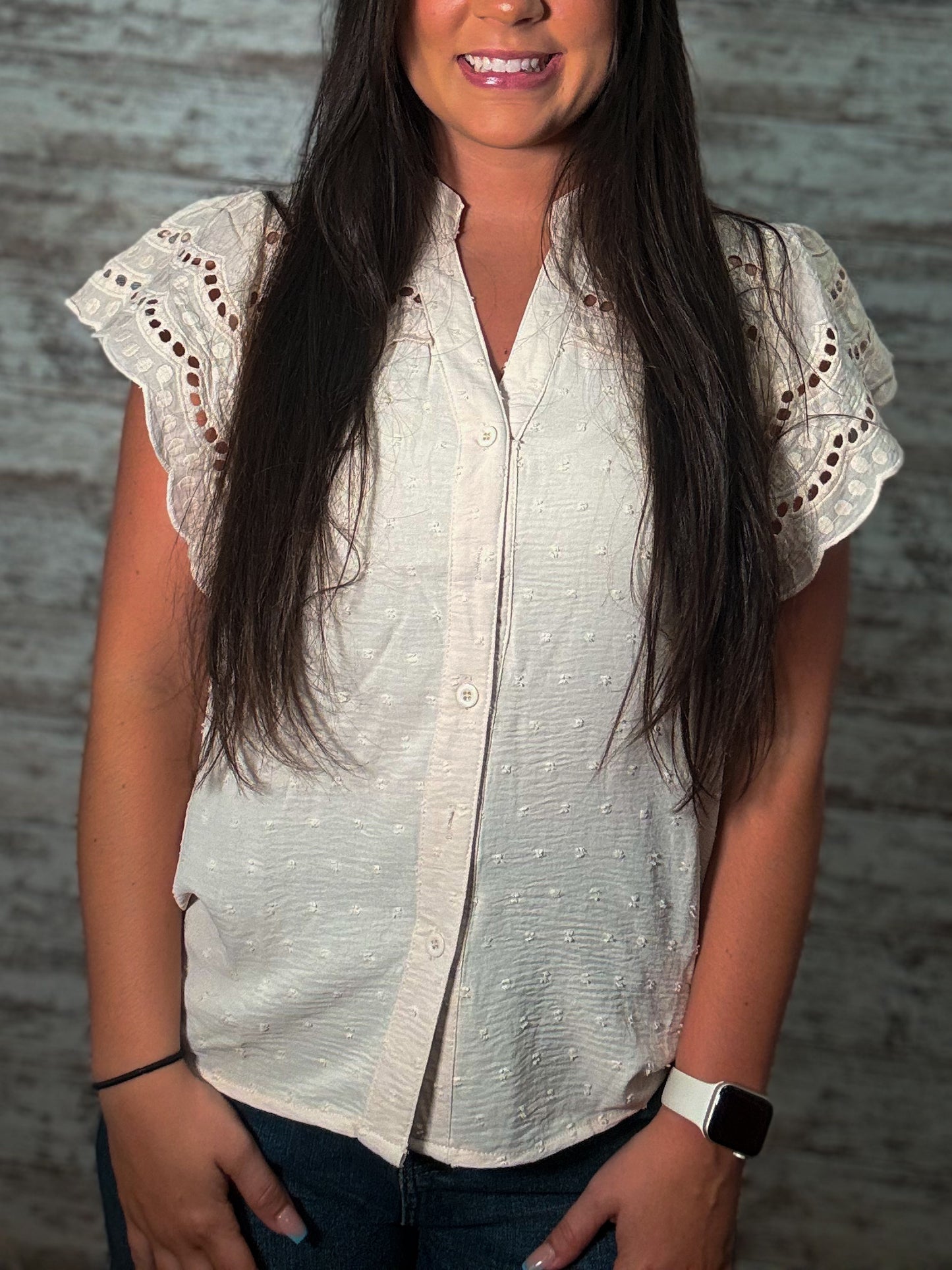Boho Lace Summer Blouse Top - Beige