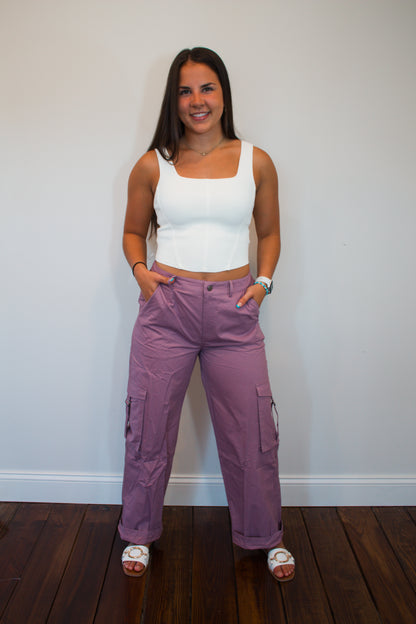 lavender cargo pants