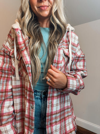 pink plaid shacket