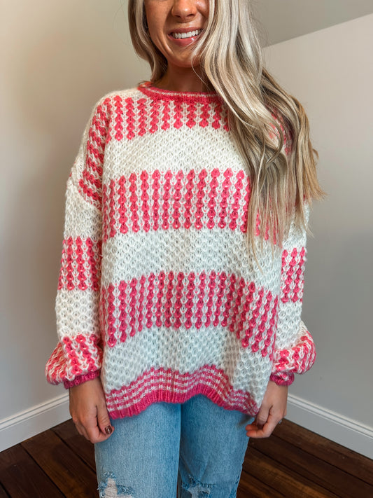 pretty pink striped sweater