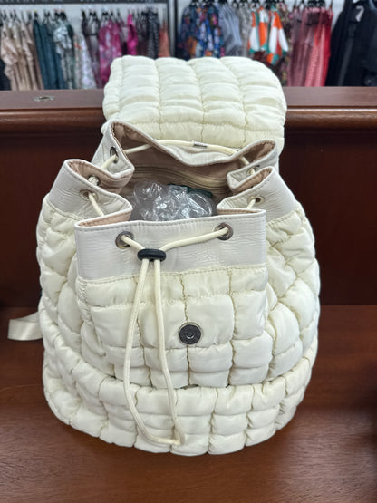Solid Flapped Quilted Puffer Backpack