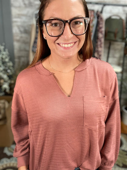 Oversized Split Neck Top
