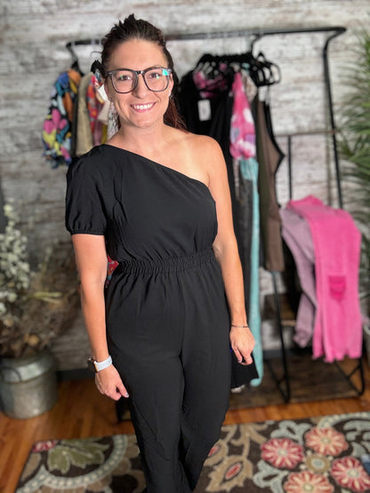 One Shoulder High Waist Jumpsuit