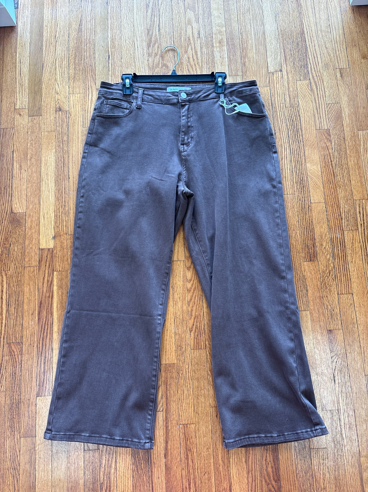 Mocha Garment Dyed Cropped Wide Leg Jeans