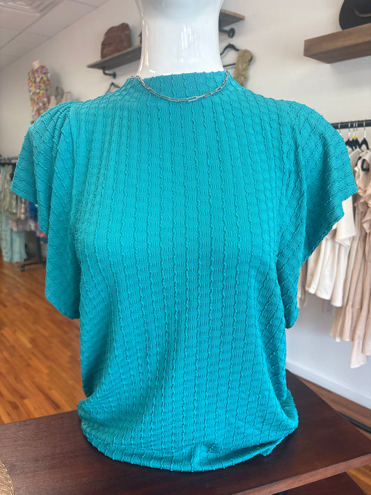 V Neck Ruffle Sleeve Shirt