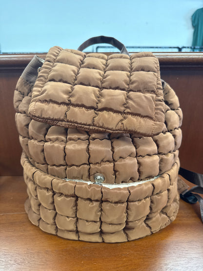 Solid Flapped Quilted Puffer Backpack