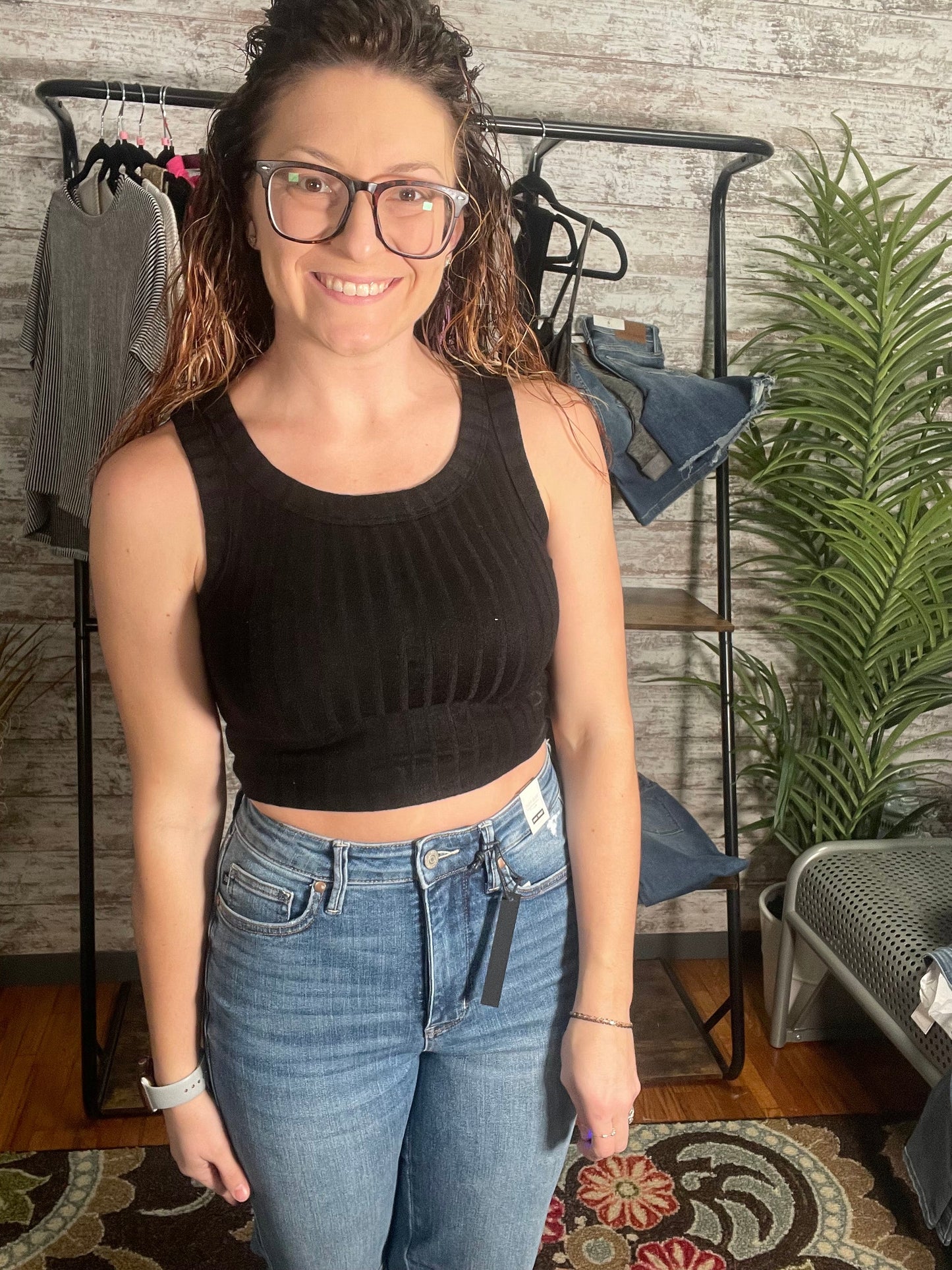 Ribbed Cropped Sleeveless Top