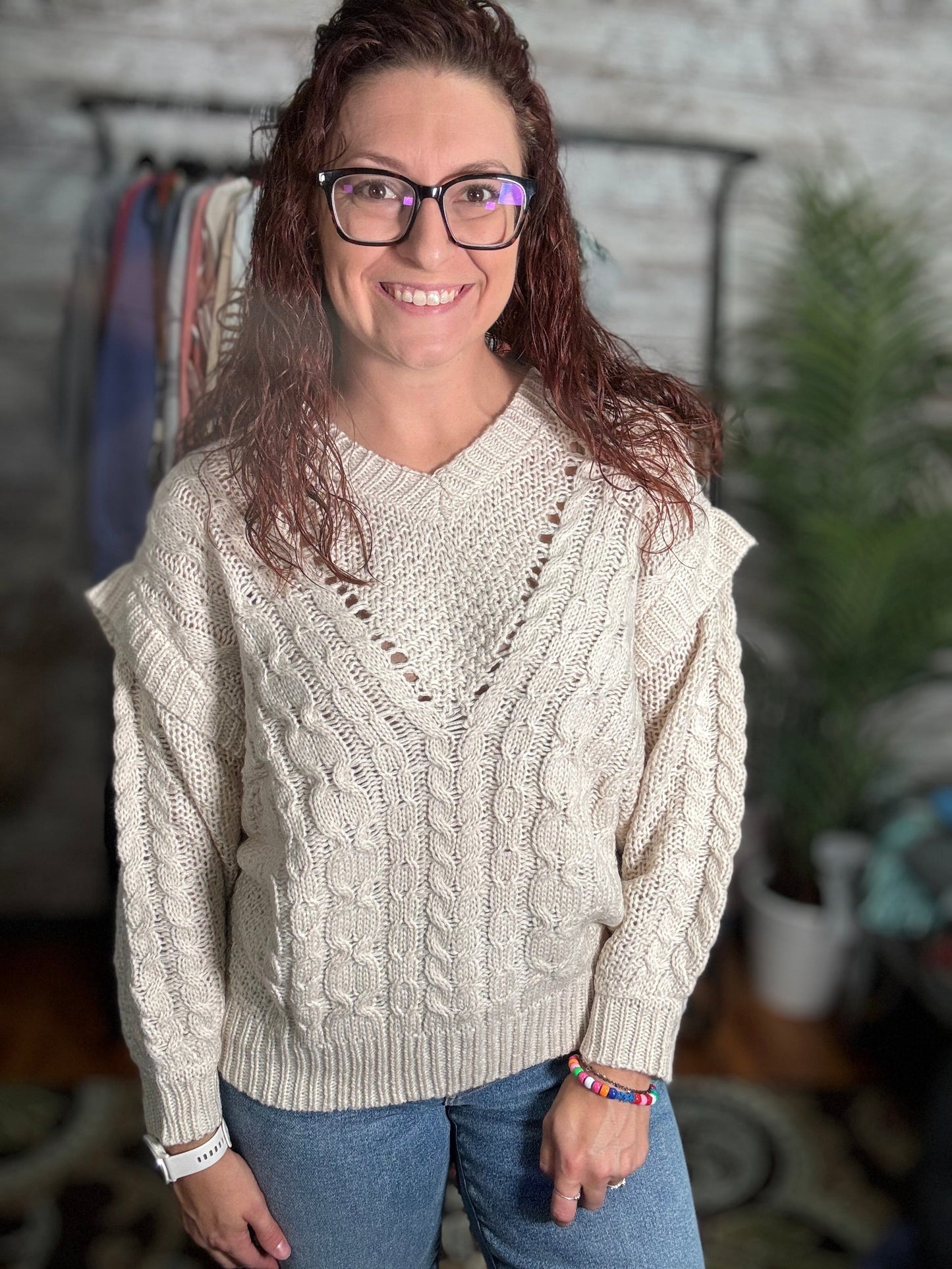 Unique Detail V-Neck Sweater