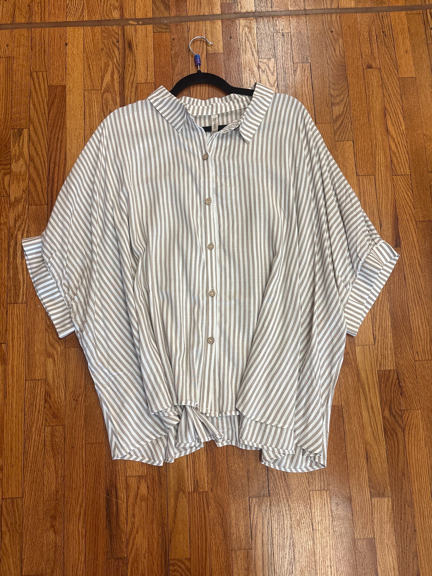 Zenana Striped Button Up Shirt