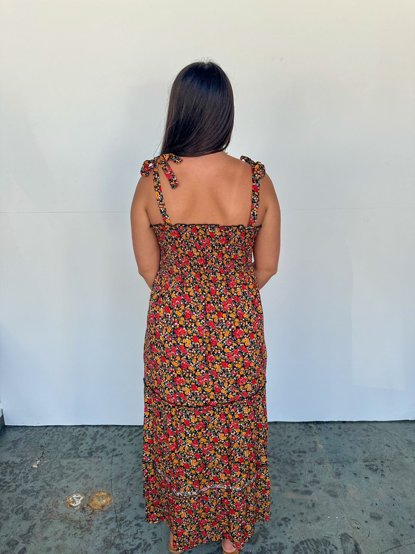 red vintage floral maxi