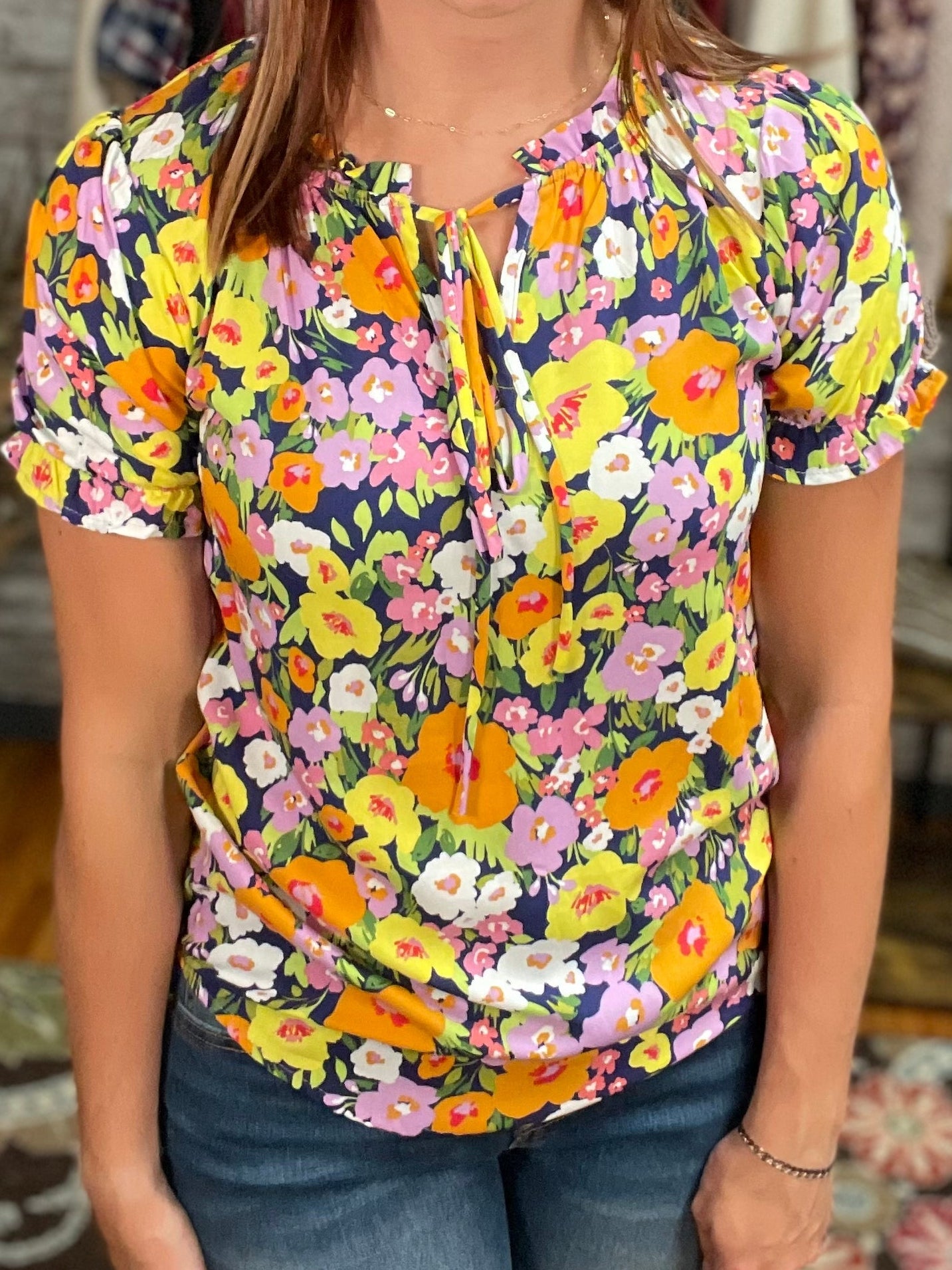 Floral Tie Front Top