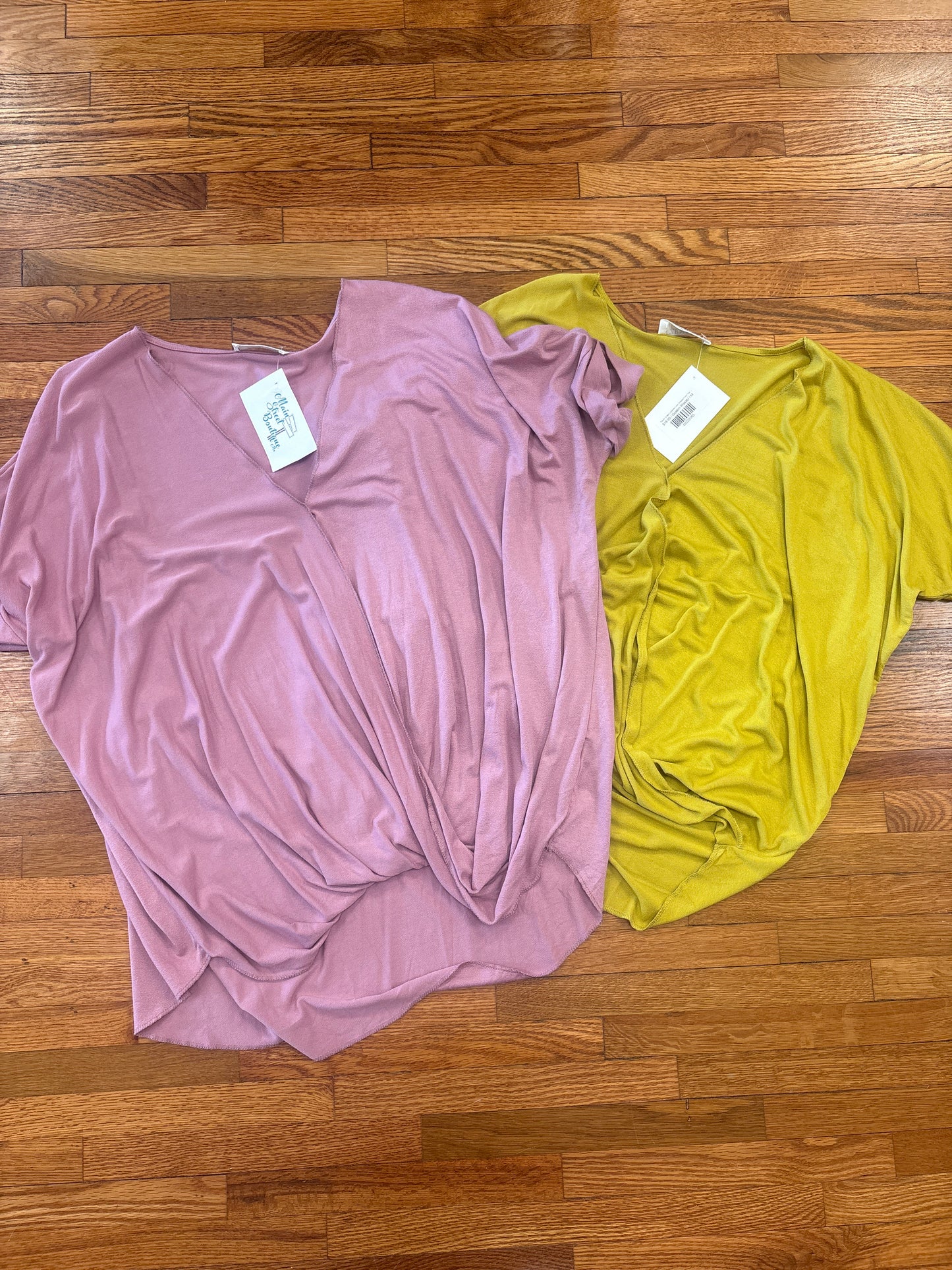 Rayon Crepe Layered-Look Draped Front Top