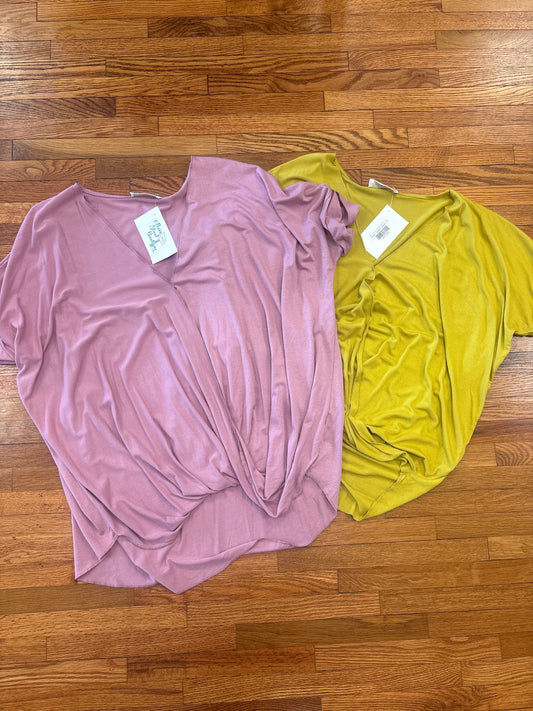 Rayon Crepe Layered-Look Draped Front Top