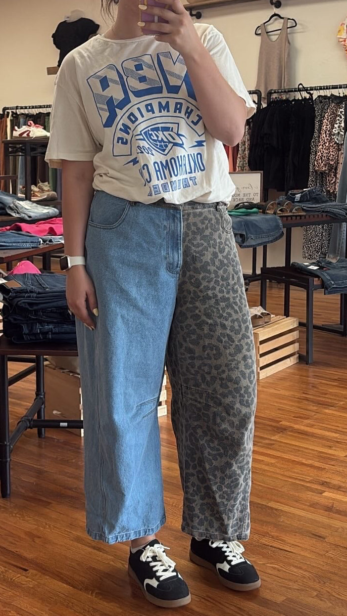 Bold Split Leopard Denim