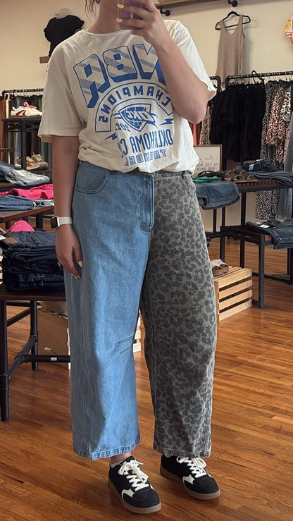Bold Split Leopard Denim