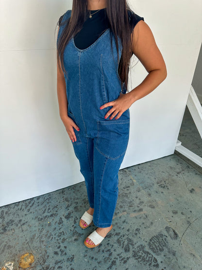 true denim jumpsuit