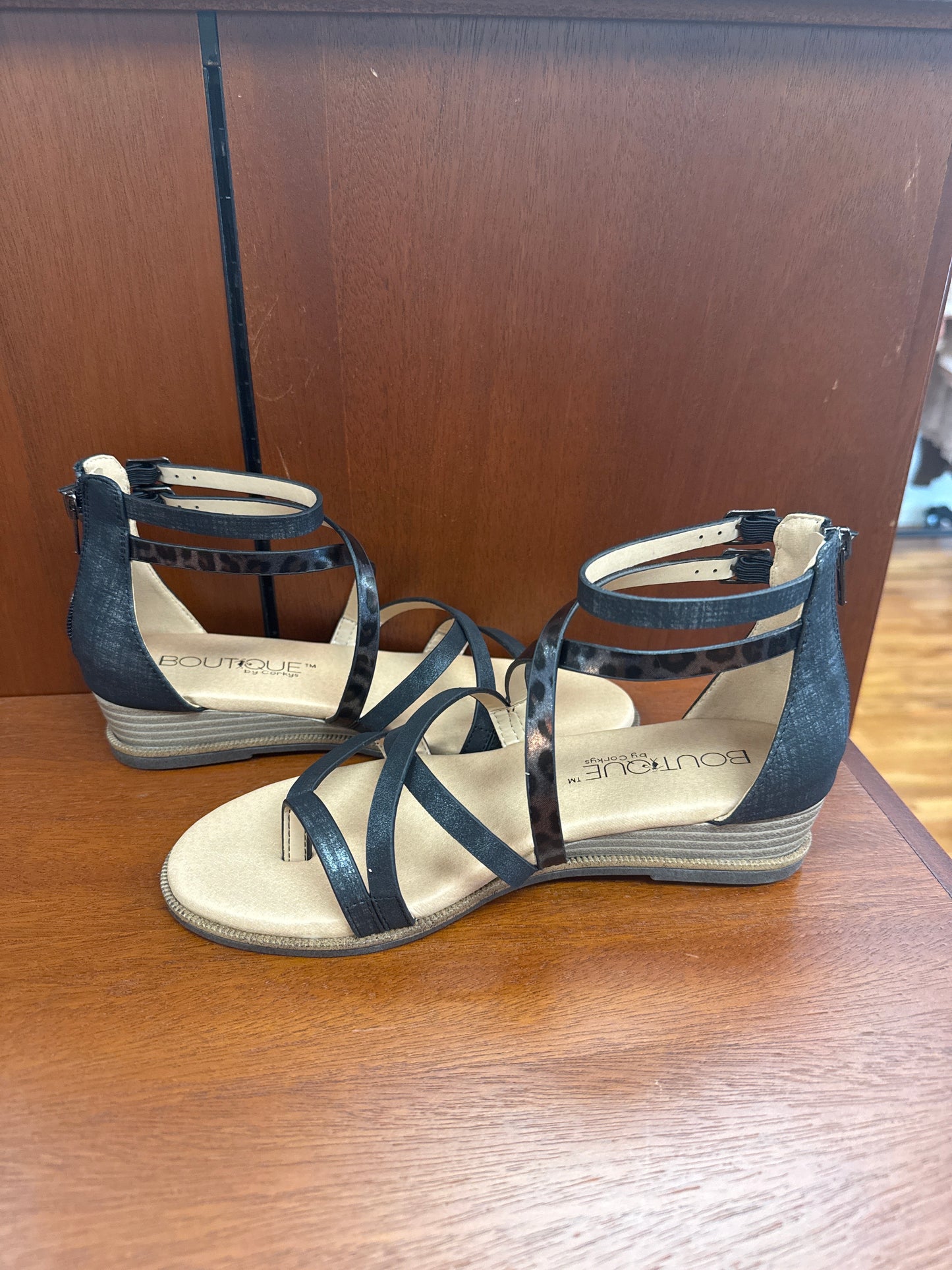 Corky’s Sweet Tea Sandal - Black/Leopard