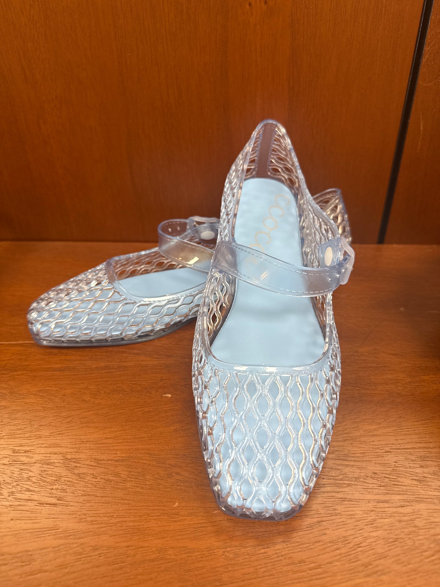 Lisa Woven Jelly Flats - Light Blue