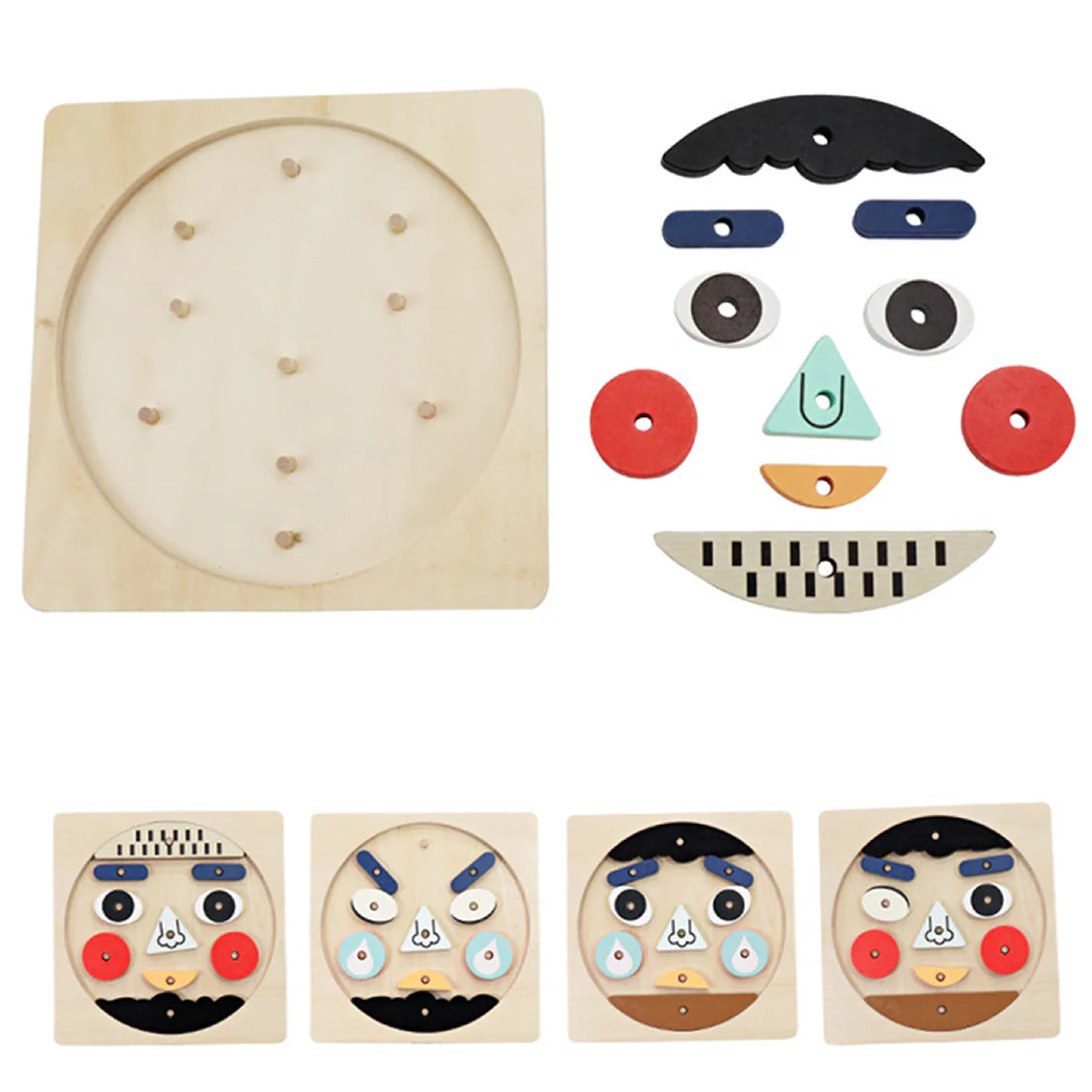 Kids Funny Faces Educational Wooden Puzzle